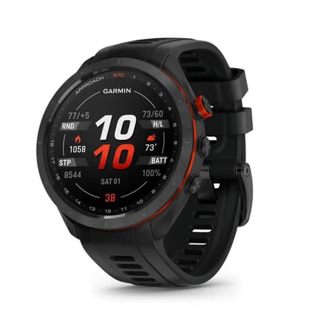 GARMIN Approach S70 47mm fekete kerámia fekete szilikon szíjjal (ED)