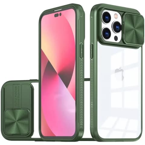 WOOZE Trendy Plastika pozadina + silikon okvir providno acrylic pozadina camera zaštita Samsung Galaxy A13 4G zeleno