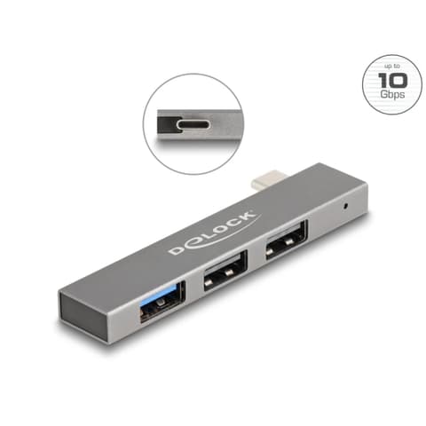 DELOCK 3 portos slim USB hub USB Type-C csatlakoztatóval