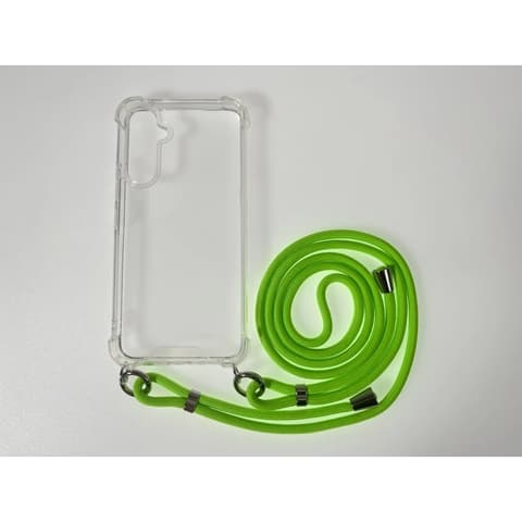 CELLECT gât agățat pe backplate iPhone 15 Plus transparent-neon verde cordon