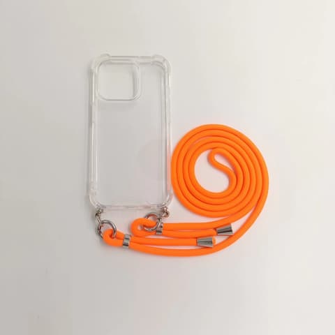 CELLECT Hals aufhängbar Schutzhülle-Rückseite iPhone 15 Pro Max átlátszó-narancssárga Kabel