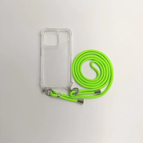 CELLECT Hals aufhängbar Schutzhülle-Rückseite iPhone 15 Pro Max átlátszó-neon Grün Kabel