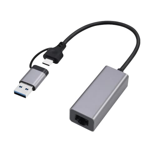 GEMBIRD A-USB3AC-LAN2G-01 USB-A-C 3.1 UTP transformator 1.5Gbps sivo