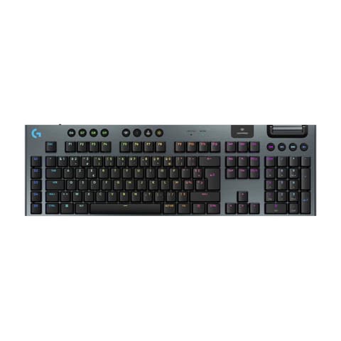 LOGITECH G915 X Lightspeed Lapos kialakítású vezeték nélküli játékhoz tervezett billentyűzet Clicky Nemzetközi amerikai fekete