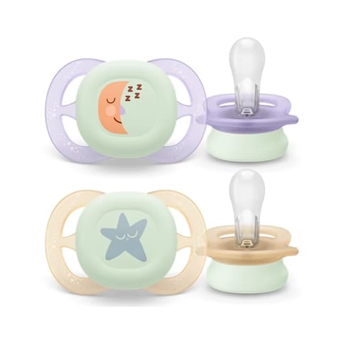 PHILIPS Avent Sooter Nighttime Ultra start 0-2hó 2pcs lila-sárga