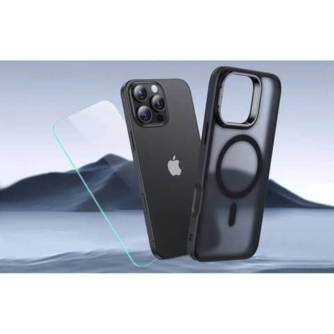 ESR Hybrid HaloLock back plates kickstand + screensaver Apple iPhone 16 Pro crno
