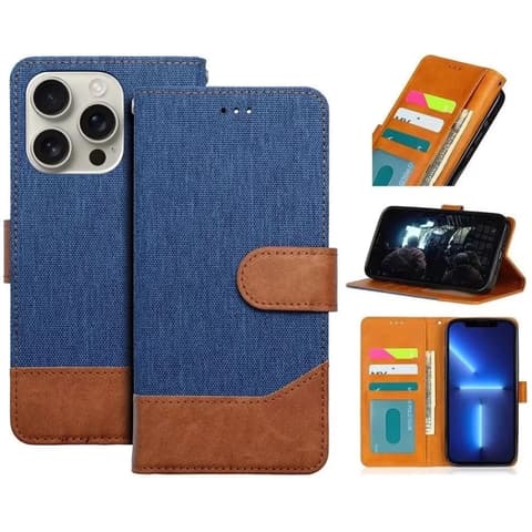 ZONE Jeans Book auf die Seite Öffnung Hülle Xiaomi Redmi 13C 4G / Poco C65 Blau