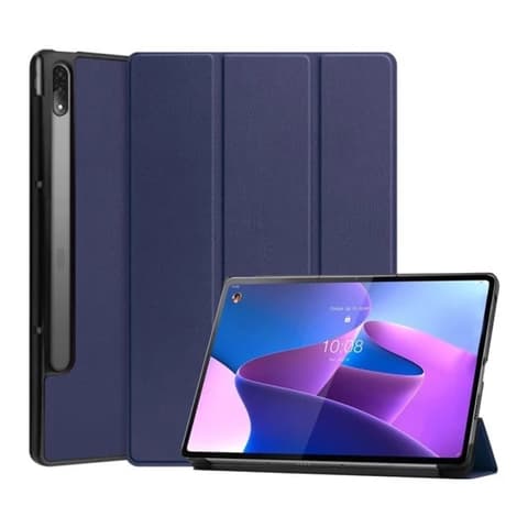 Tok stojeći Koža efekt (aktivan FLIP stranica procvat TRIFOLD stolni držač funkcija) Lenovo Tab P12 Pro plava