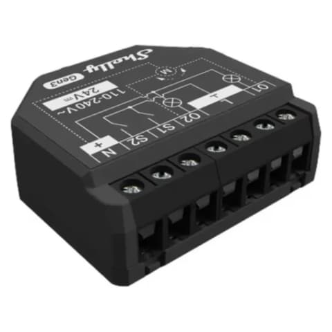 SHELLY 2PM Gen3 WiFi + Bluetooth két áramkörös okosrelé áramfogyasztás-méréssel fekete