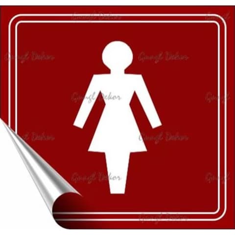 Információs sticker 8.7x8.3cm Toalett female symbol burgundi vörös-fehér