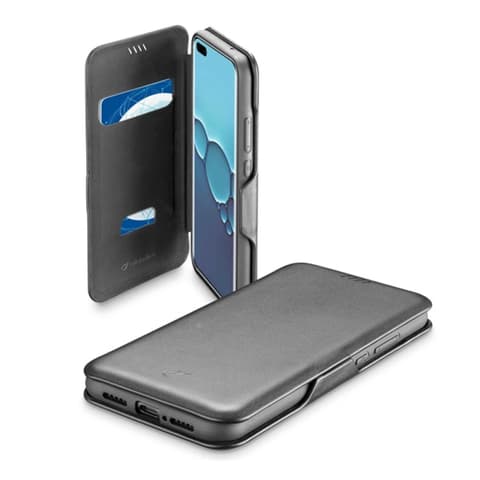 CELLULARLINE Huawei P40 CELLULARLINE BOOK CLUTCH case standing Skin effect FLIP kártyazseb function FEKETE