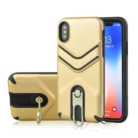 GIGAPACK iphone xr 6.1 defender műanyag telefonvédő ütésállóság fém kitámasztó arany
