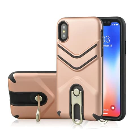 GIGAPACK iphone xr 6.1 defender műanyag telefonvédő ütésállóság fém kitámasztó rozéarany