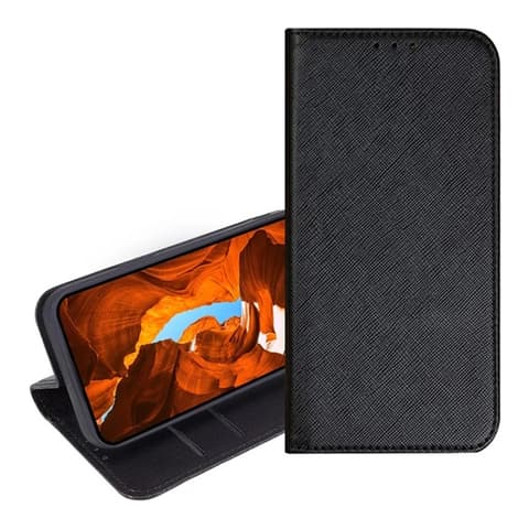 GIGAPACK t phone 2 pro 5g case stojeći Koža efekt flip textil effect crno