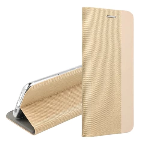 GIGAPACK samsung s23 plus toc de podea Piele efect flip textil model aur