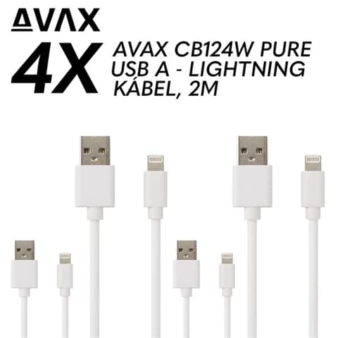 AVAX USB Lightning Punjač/podaci Bijela 2m CB124W 4kom
