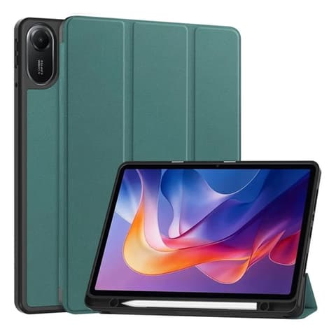 GIGAPACK redmi pad 2 case stojeći Koža efekt aktivan flip olovka držač tamnozelena