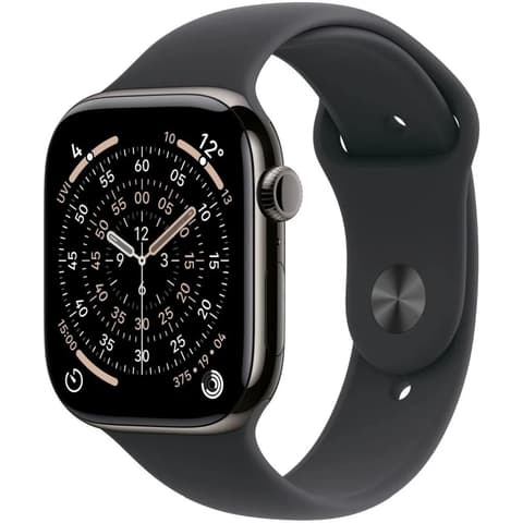 APPLE Watch Series 11 GPS + Cellular 46mm palaszürke titán tok fekete sportszíj M/L