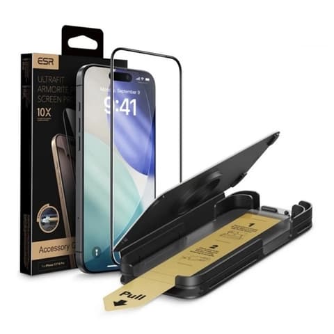 ESR iPhone 17 Pro Max / iPhone 18 Pro Max ESR ULTRAFIT ARMORITE PRO képernyővédő üveg 2.5D 9H + segédkeret ÁTLÁTSZÓ