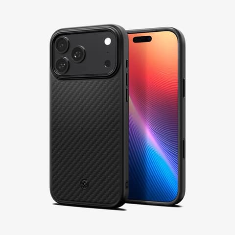 SPIGEN iPhone 17 Pro Max / iPhone 18 Pro Max SPIGEN ENZO ARAMID telefonvédő Magsafe karbon minta FEKETE