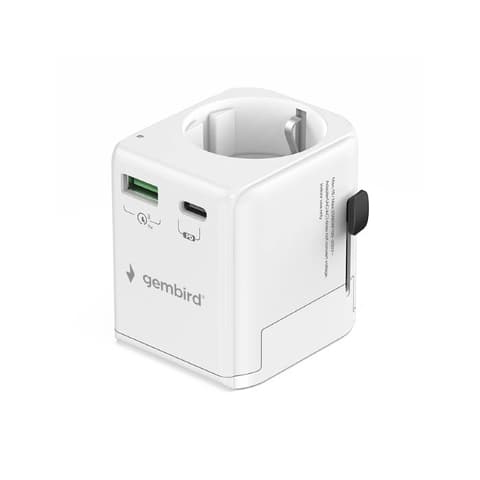 GEMBIRD TPA-EU1A1C20-01-W 1x USB-A 1x USB-C Putnik adapter bijela
