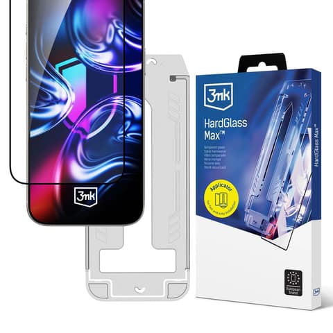 3MK Hardglass Max FrameFit kijelzővédő rögzítőkerettel iPhone 15 Plus/16 Plus
