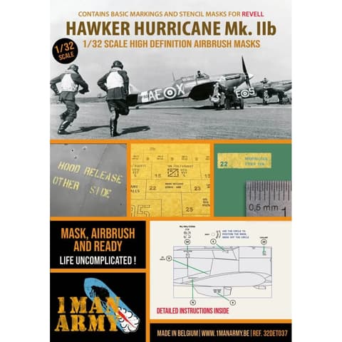 1MANARMY Hawker Hurricane Mk IIb műanyag repülőgép makett 1MA32DET037