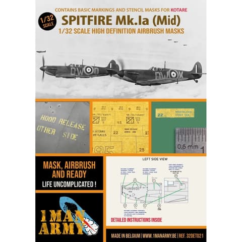 1MANARMY 1MA32DET021 Spitfire Mk Ia Mid (Kotare) makett