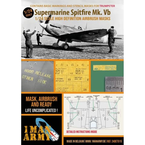 1MANARMY 1MA24DET015 Supermarine Spitfire Mk.Vb repülőgép makett