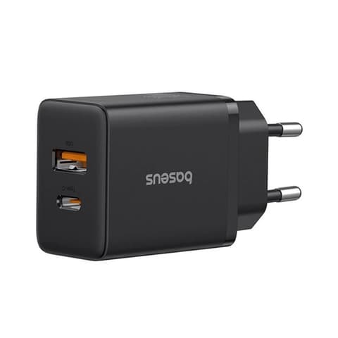 BASEUS CUBE mrežni punjač USB+Type-C 20W GaN PD 3.0 crno P10111403113-00