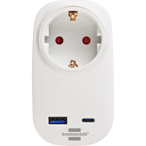 BRENNENSTUHL Dugalj adapter 1 podloška USB-A USB-C PD 20W bijela gyerekzárral 1508210010