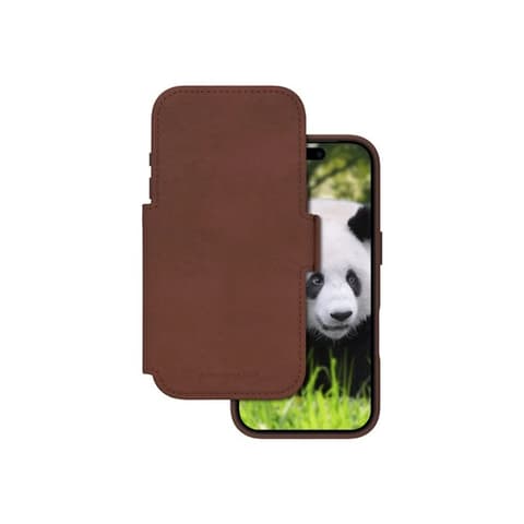 DBRAMANTE1928 Lynge flip tok Apple iPhone 17 Pro / iPhone 18 Pro valódi bőr sötét barna MagSafe LM63GTDT6629