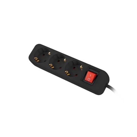 LANBERG 3 priză splitter 1.5m negru cu comutator protejat PS1-03F-0150-BK