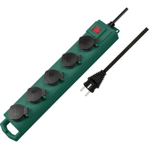 BRENNENSTUHL Super-Solid Splitter 5 priză 5m verde-negru cu comutator de aer liber 1159910215