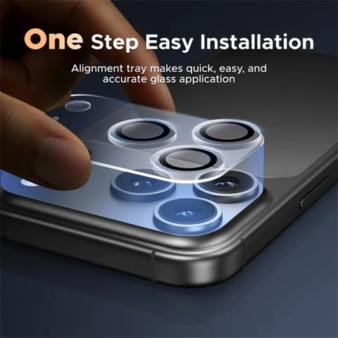 BLACKBIRD Protector pentru cameră folie de sticlă 9H negru cu cadru Perie iPhone 17PRO/17PROMAX BH1764