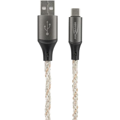 ANSMANN USB 2.0 Type C Punjač/podaci Fekete/átlátszó 1m LED 1700-0158
