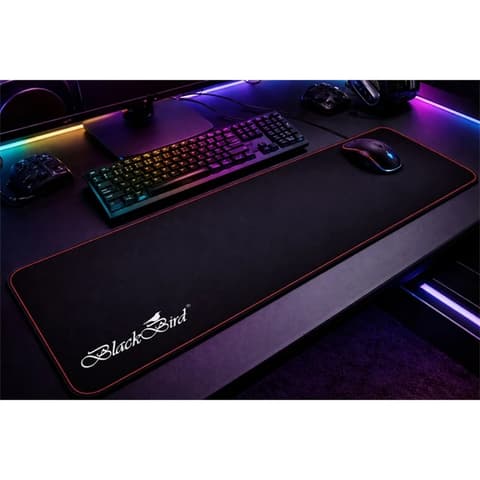 BLACKBIRD Gamer egérpad DeepBlack 80x30cm 3mm piros varrott szegély BH1824