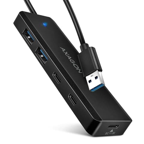 AXAGON HUE-C2A SuperSpeed USB-A 4 port hub fekete