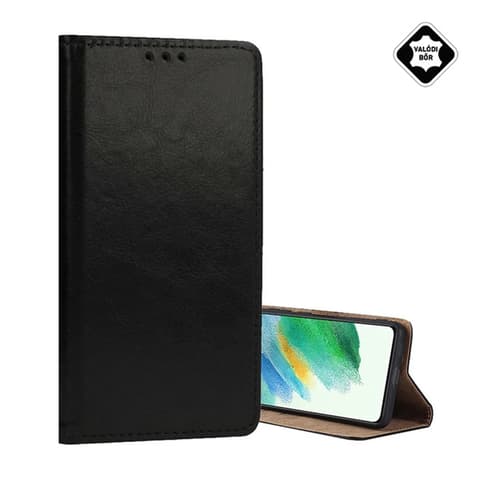 GIGAPACK Samsung A27 5G tok álló valódi bőr flip asztali tartó fekete GP-191799