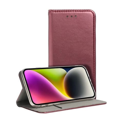 GIGAPACK iPhone 17 Pro / iPhone 18 Pro toc de podea Piele efect flip desktop suport burgundy