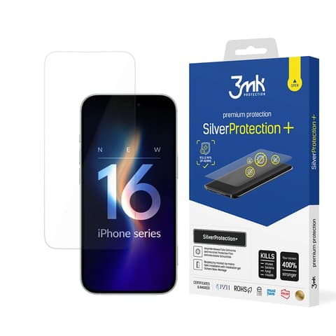 3MK iPhone 16 Pro Max 3MK SILVERPROTECTION+ képernyővédő fólia antibakteriális 0.21mm ÁTLÁTSZÓ
