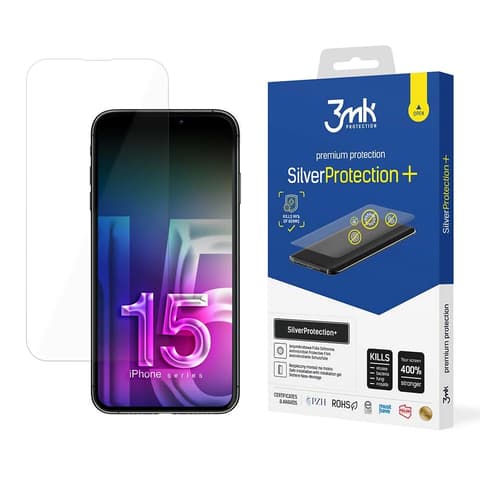 3MK iPhone 15 Pro 3MK SILVERPROTECTION+ képernyővédő fólia antibakteriális 0.21mm ÁTLÁTSZÓ