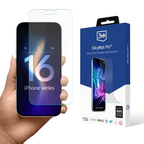 3MK iPhone 16 Plus 3MK SILKYMATT PRO képernyővédő fólia matt tokbarát + applikáló folyadék ÁTLÁTSZÓ