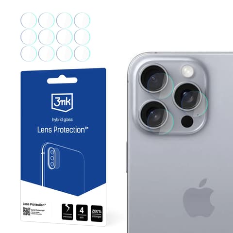 3MK iPhone 16 Pro Max 3MK LENS PROTECTION kameravédő üveg 4db flexibilis 7H ÁTLÁTSZÓ