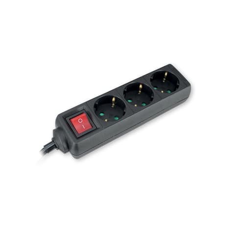 COMMEL Splitter prelungitor 3 priză cu comutator 1.4m 1.0mm 16A negru 232-324