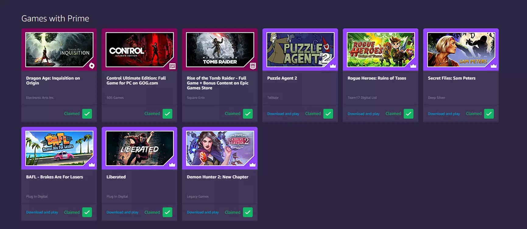 Havi Prime Gaming játékok – Control, Dragon Age Inqusition és Rise of the Tomb Raider
