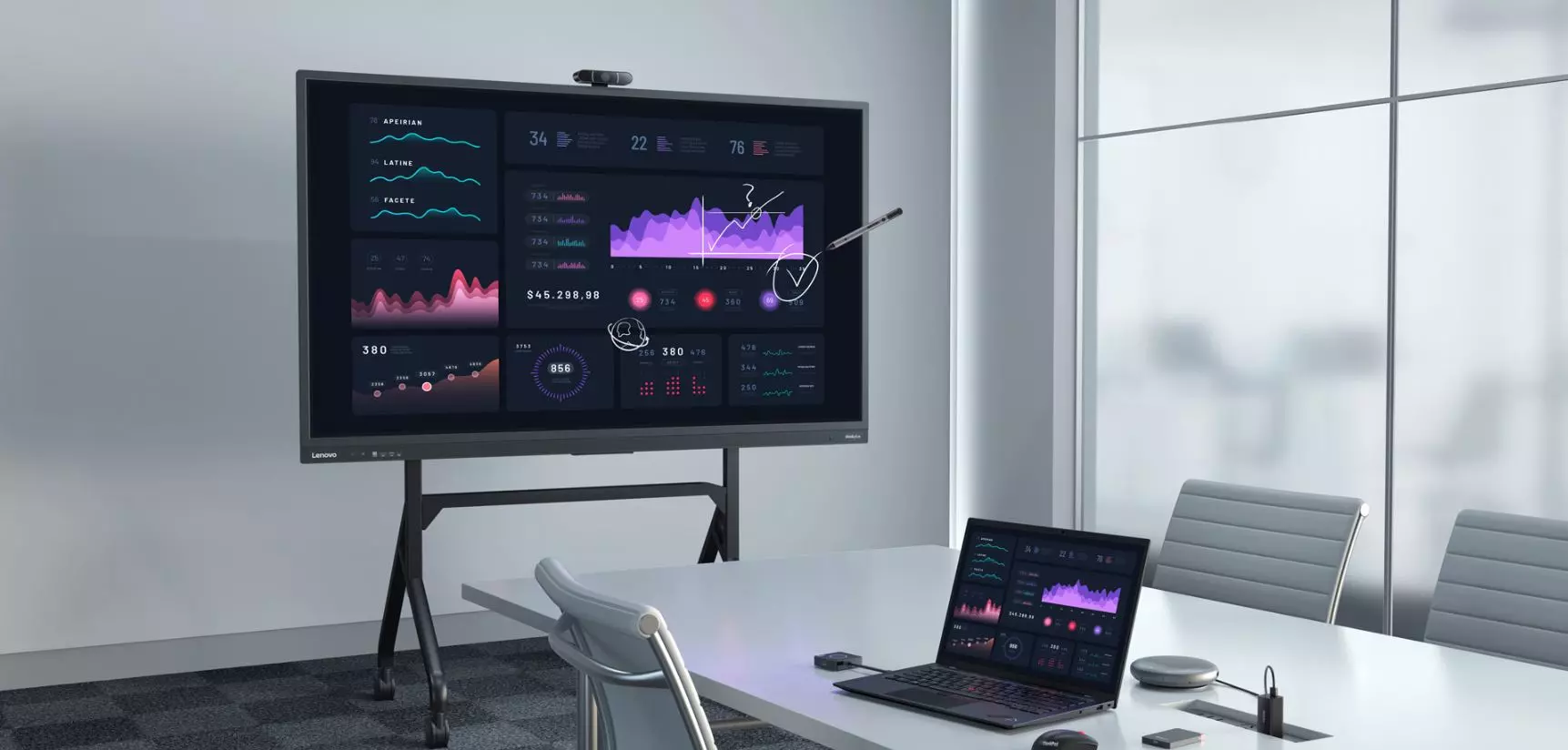 Irodákba szánt óriáskijelzőt mutatott be a Lenovo