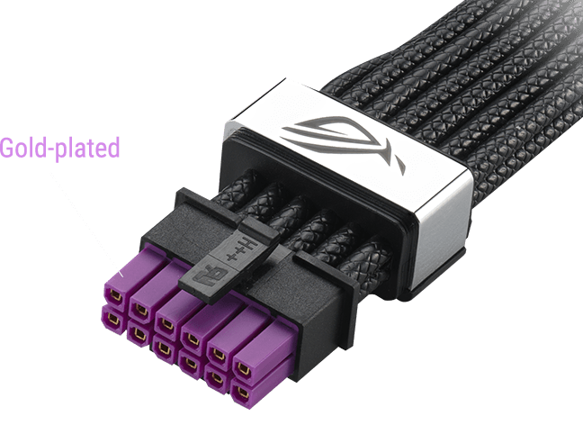 Kétszínű 12V-2x6 PCIe kábelcsatlakozó közelről