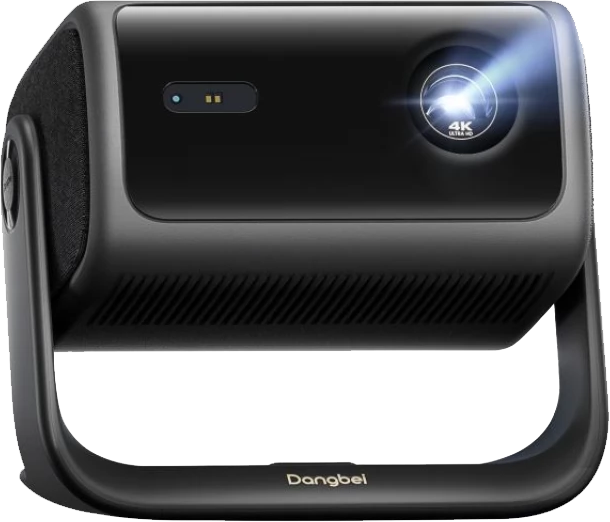 DANGBEI MP1 Max projektor közelről, világító lencsével