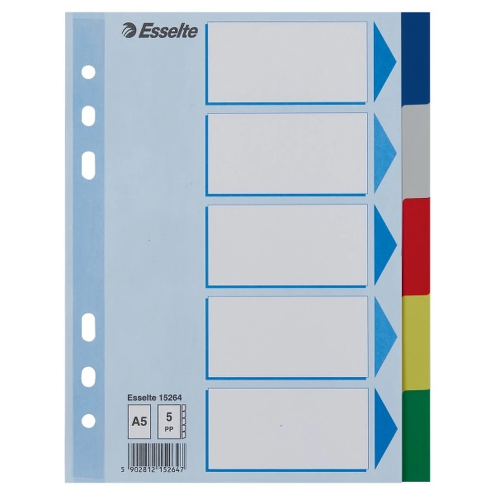 ESSELTE Plastic elválasztólap A5 5 parts